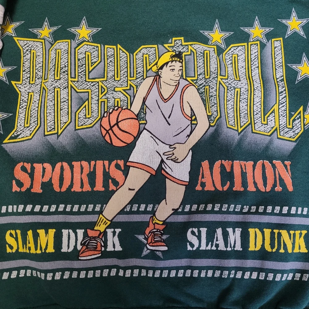 Vintage 1990s green basketball crew neck sweatshirt